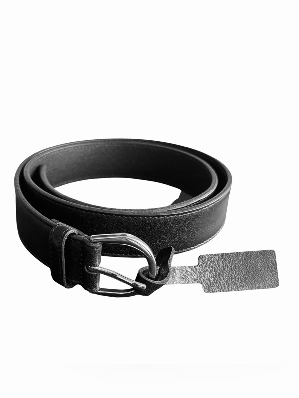 Saint Laurent Black Leather Belt With Silver Buckle Size 80cm (Medium) NWOT